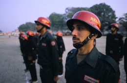Rescuers on parade, Lahore